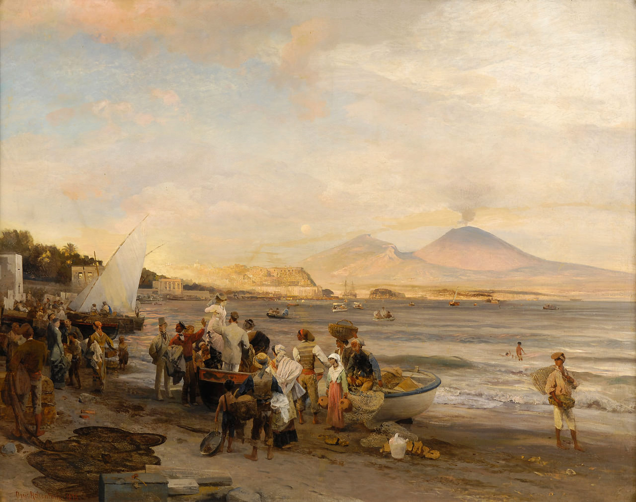 Oswald Achenbach - Neapel mit Blick auf den Vesuv