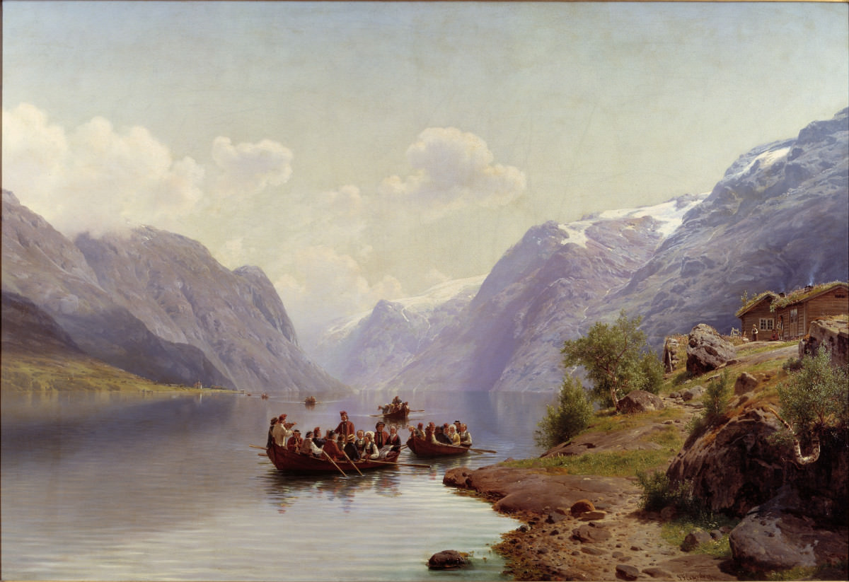 Johan Frederik Eckersberg - Brautfahrt auf dem Hardanger-Fjord, 1865